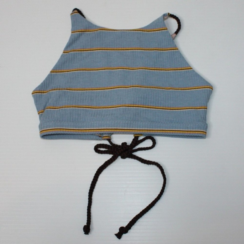 Honeycut Girl's Dance Hive Halter Tie-Back Crop Top in Blue size Teen XXS 0-2